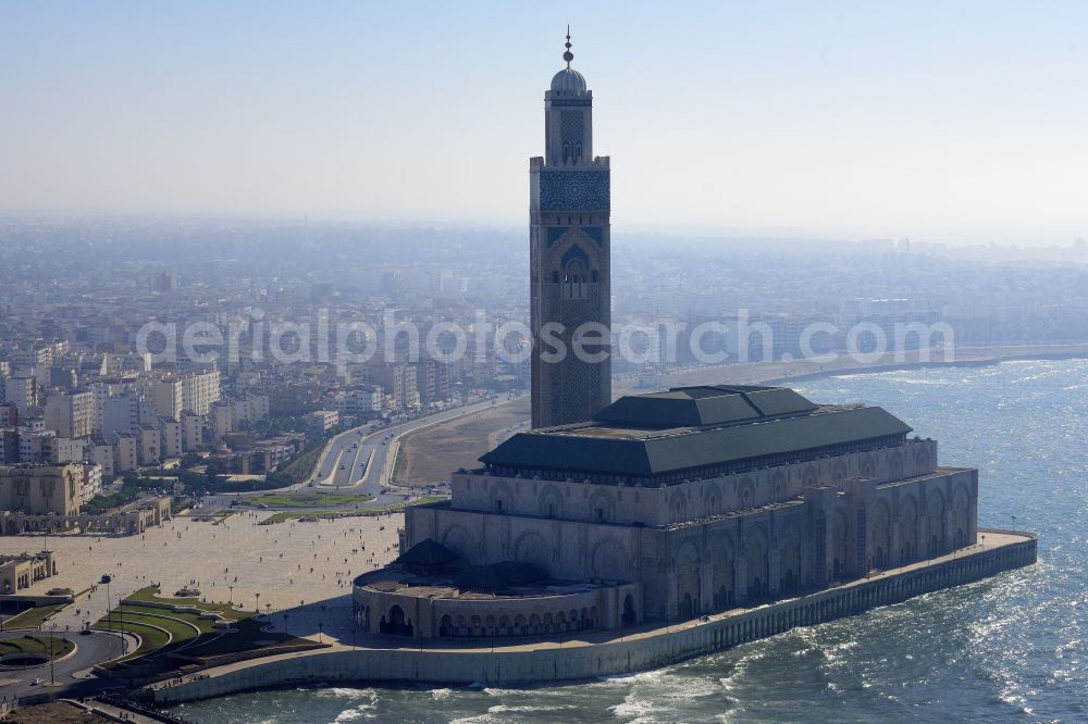 Casablanca from the bird's eye view: Building of the Mosque Hassan 2 on street Boulevard Sidi Mohamed Ben Abdellah in Casablanca on street Boulevard Sidi Mohamed Ben Abdellah in Casablanca-Settat, Morocco