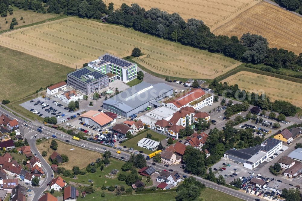 Oppenweiler from above - Building complex of the company Murrelektronik GmbH in Oppenweiler in the state Baden-Wurttemberg, Germany