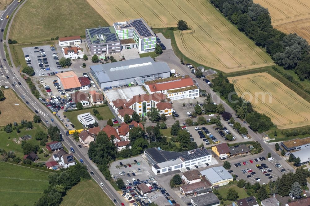 Oppenweiler from the bird's eye view: Building complex of the company Murrelektronik GmbH in Oppenweiler in the state Baden-Wurttemberg, Germany