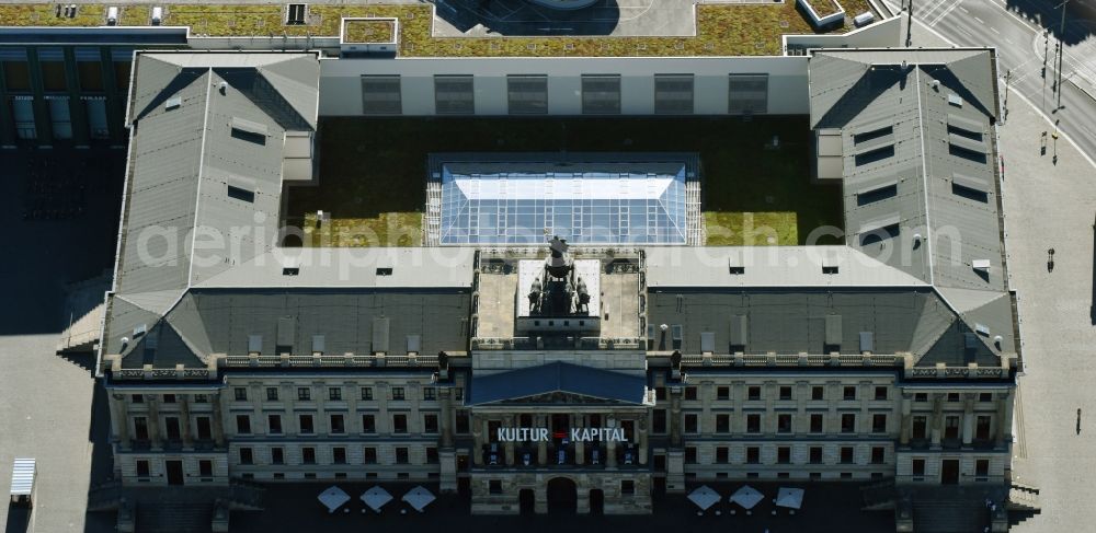 Braunschweig from above - Reproduction of the Braunschweiger Palace in Braunschweig in the state Lower Saxony