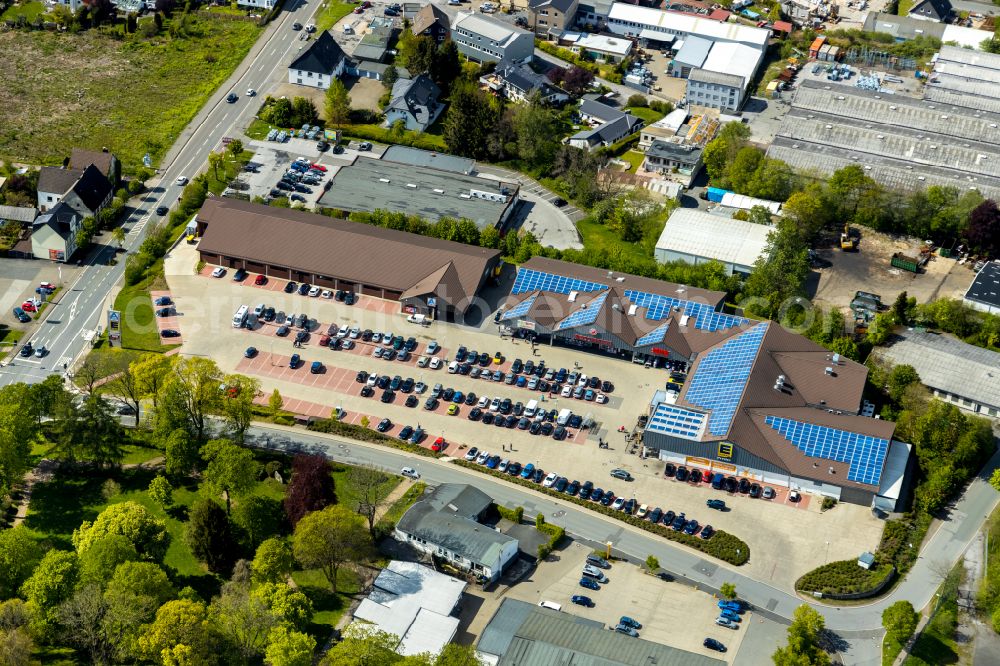 Breckerfeld from the bird's eye view: Building of the shopping center on street Windmuehlenstrasse in Breckerfeld in the state North Rhine-Westphalia, Germany