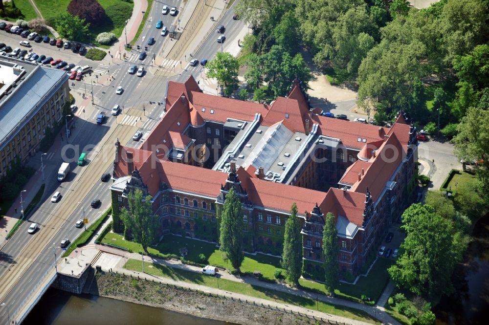 Aerial photograph WROCLAW - BRESLAU - The building of the former government building, now the National Museum of the Plac Powstancow