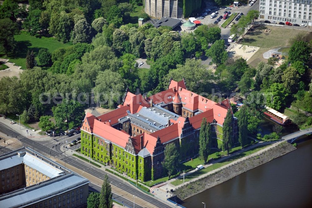 WROCLAW - BRESLAU from above - The building of the former government building, now the National Museum of the Plac Powstancow