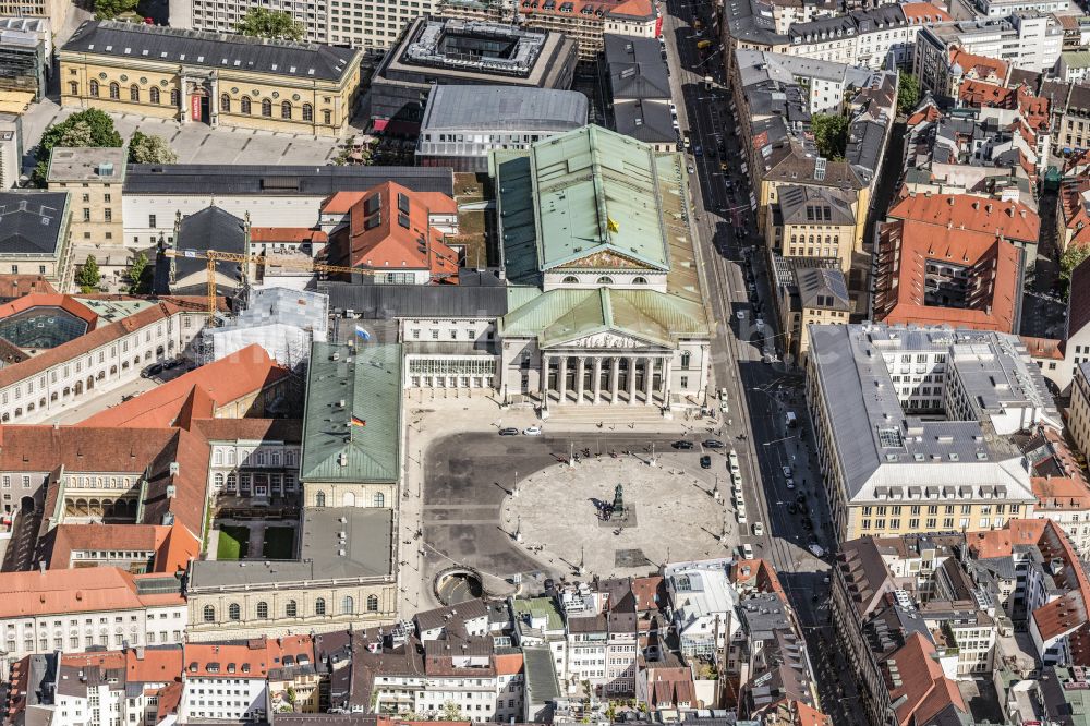 Aerial image München - Building of the national theater at the Max-Joseph-Platz in Munich, Bavaria