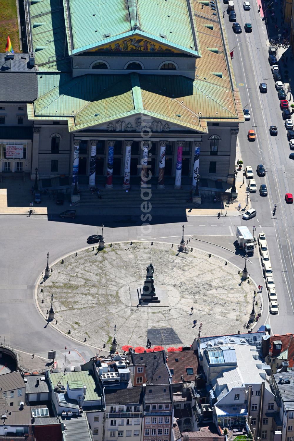 Aerial image München - Building of the national theater at the Max-Joseph-Platz in Munich, Bavaria