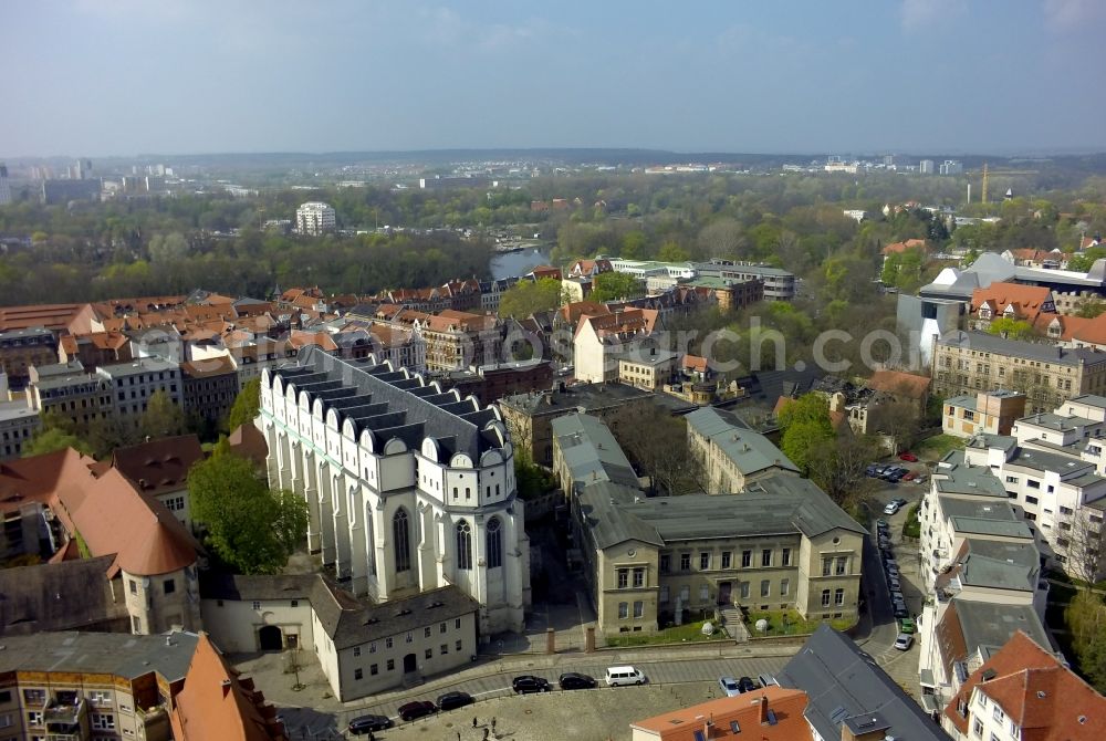 Aerial image Halle / Saale - Building of the Natural History Museum with the zoological collection at the Domstraße in the old town of Halle in Saxony-Anhalt