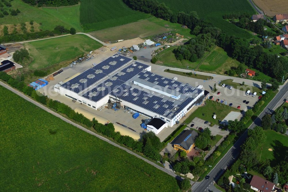 Aerial image Hainchen - View of the building of NESTRO Lufttechnik GmbH in Hainchen near Schkoelen in the state Thuringia