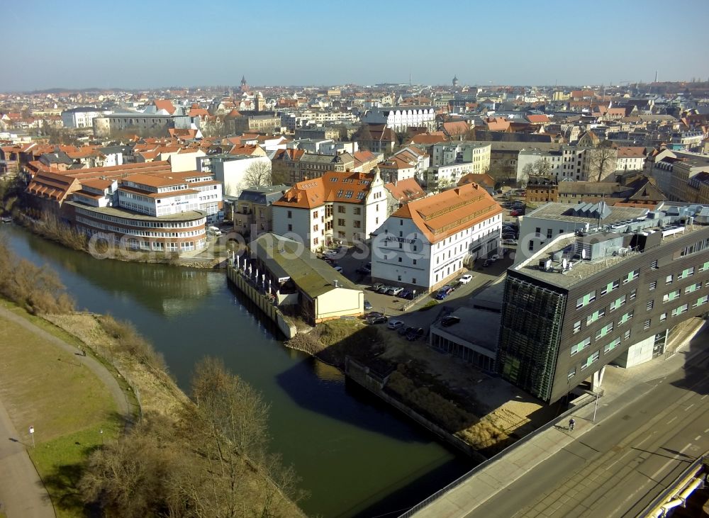 Aerial image Halle / Saale - Building-construction of the MMZ Central German Multimedia Centre Halle GmbH in Halle (Saale) in Saxony-Anhalt