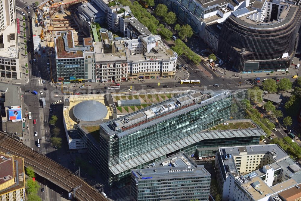 Aerial image Berlin - Building of the Neues Kranzler Eck in the City West on Kurfuerstendamm corner Joachimstalerstrasse in Berlin - Charlottenburg