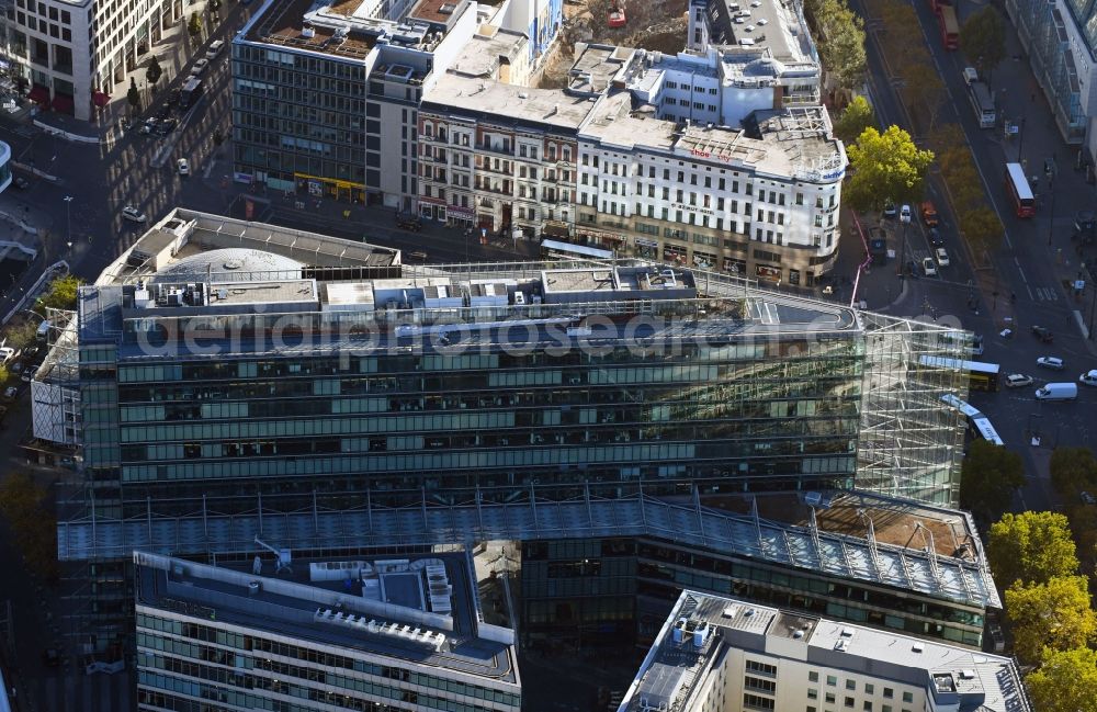 Aerial image Berlin - Building of the Neues Kranzler Eck in the City West on Kurfuerstendamm corner Joachimstalerstrasse in Berlin - Charlottenburg