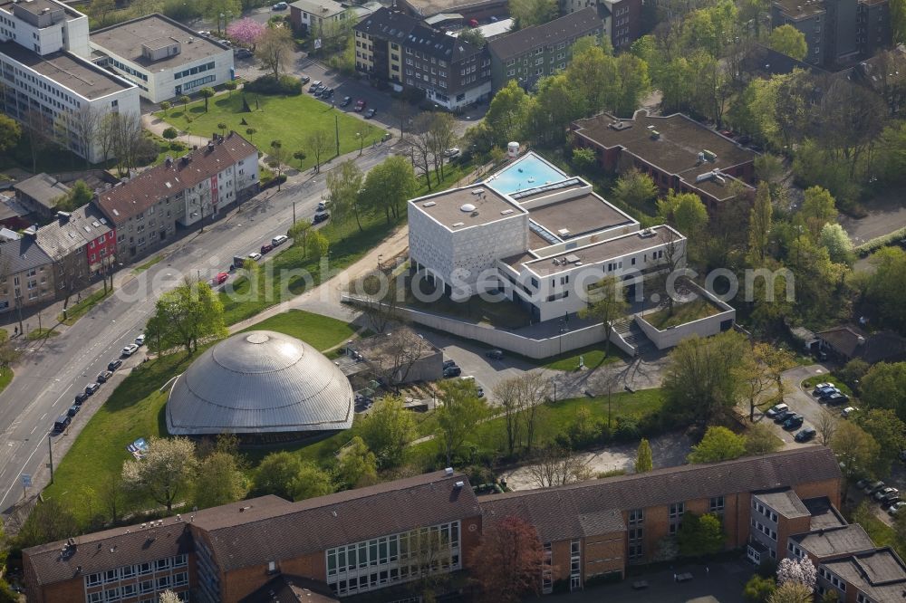 Bochum from the bird's eye view: Building and Observatory of the Planetarium in Bochum in the state North Rhine-Westphalia