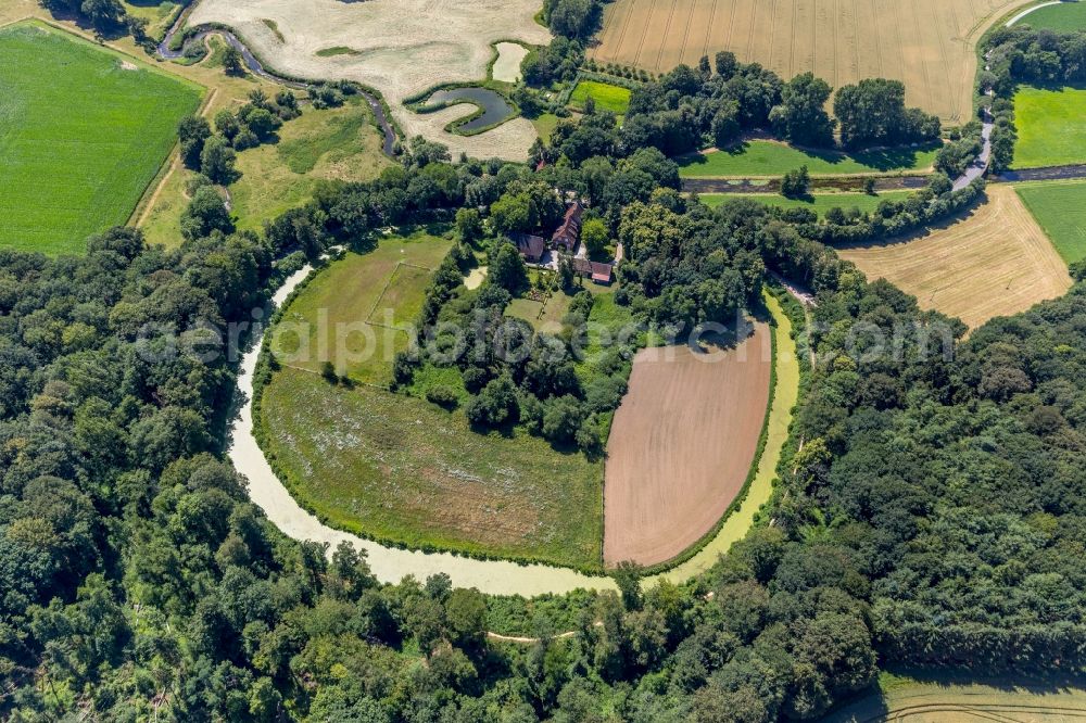 Telgte from above - Buildings and parks of the former manor Haus Langen with a water mill in Telgte in the federal state of North Rhine-Westphalia, Germany