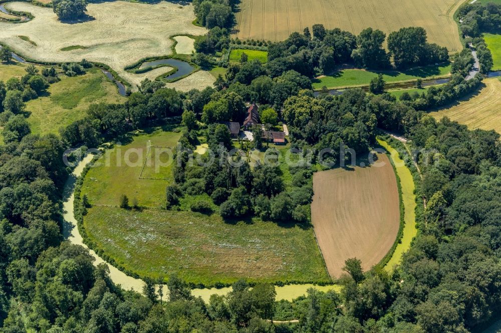 Aerial image Telgte - Buildings and parks of the former manor Haus Langen with a water mill in Telgte in the federal state of North Rhine-Westphalia, Germany