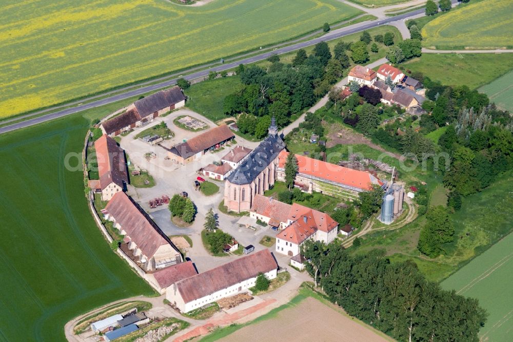 Haßfurt from the bird's eye view: Buildings and parks at the mansion of the farmhouse mariaburghausen in Hassfurt in the state Bavaria, Germany