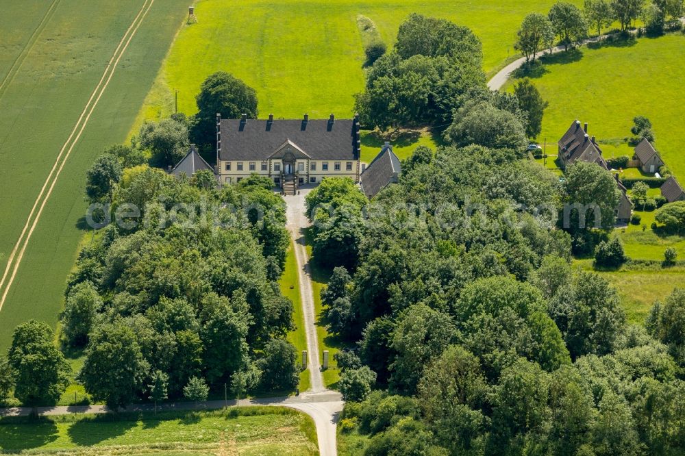 Brilon from above - Buildings and parks at the mansion of the farmhouse in Brilon in the state North Rhine-Westphalia, Germany