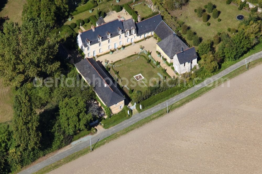 Aerial image Charce Saint Ellier sur Aubance - Buildings and parks at the mansion of the farmhouse in Charce Saint Ellier sur Aubance in Pays de la Loire, France