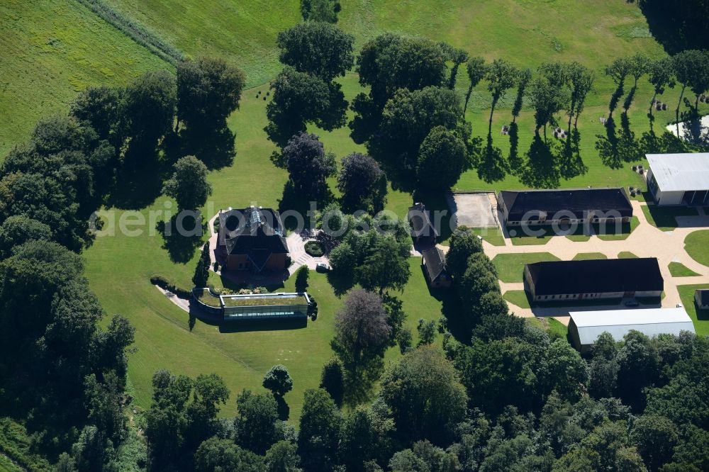 Fleckeby from above - Buildings and parks at the mansion of the farmhouse Gut Moehlhorst in Fleckeby in the state Schleswig-Holstein