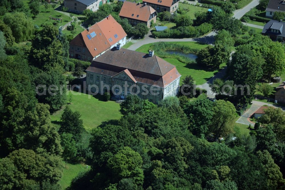 Rumpshagen from above - Buildings and parks at the mansion of the farmhouse in Rumpshagen in the state Mecklenburg - Western Pomerania