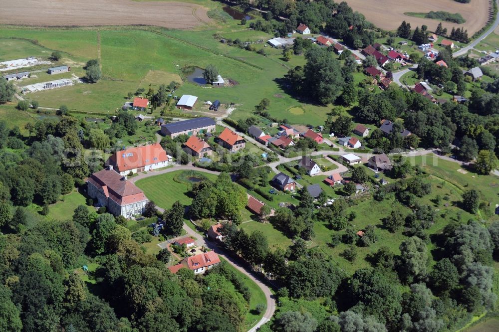 Aerial image Rumpshagen - Buildings and parks at the mansion of the farmhouse in Rumpshagen in the state Mecklenburg - Western Pomerania