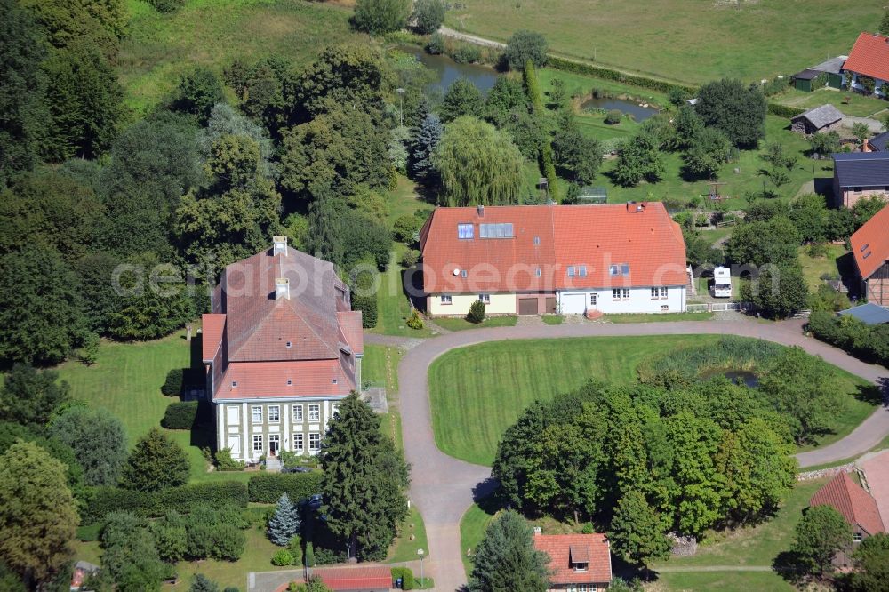 Rumpshagen from above - Buildings and parks at the mansion of the farmhouse in Rumpshagen in the state Mecklenburg - Western Pomerania