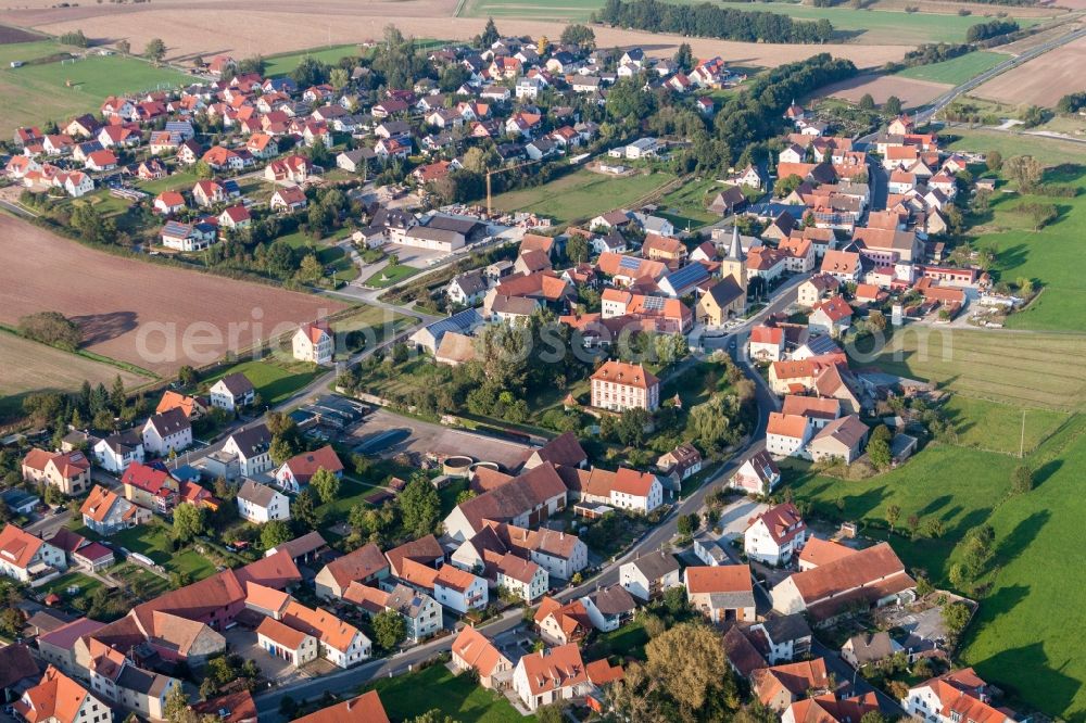 Sambach from above - Buildings and parks at the mansion of the farmhouse in Sambach in the state Bavaria, Germany