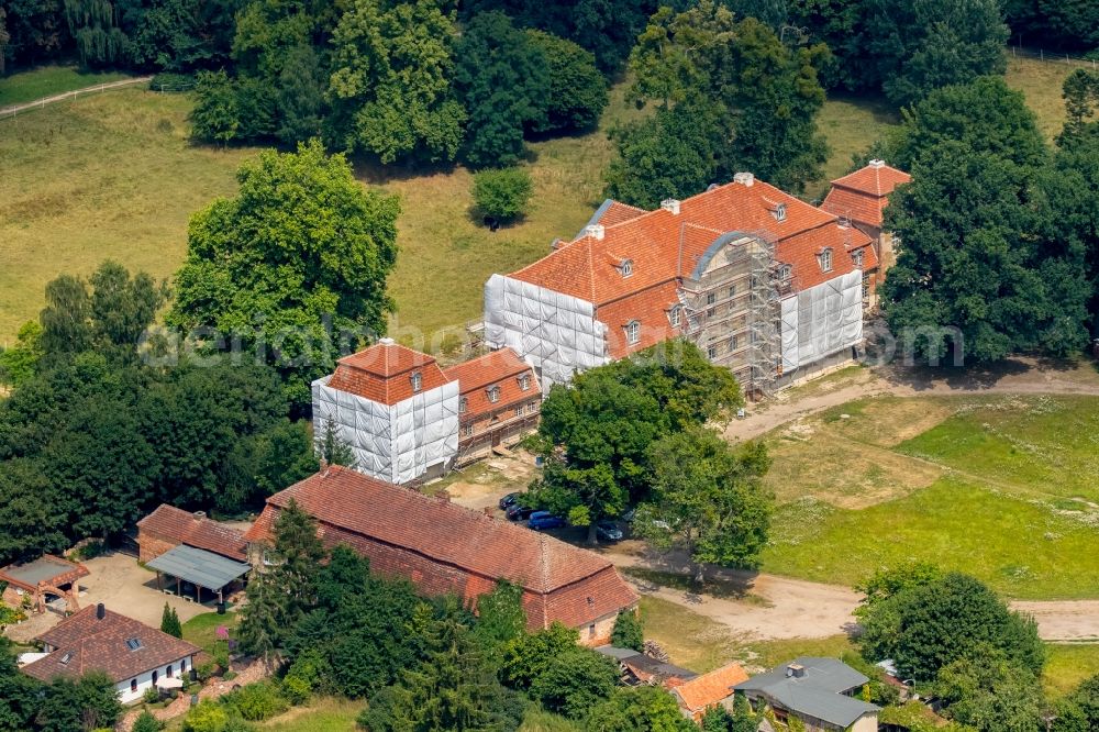 Kummerow from above - Buildings and parks at the mansion Schloss Kummerow in the state Mecklenburg - Western Pomerania