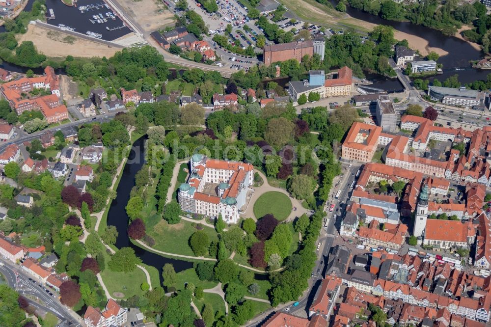 Celle from above - Building and Castle Park Castle Celle in the state Lower Saxony. Castle Celle in Lower Saxony. Duke Castle Celle is one of the most beautiful castles of the Welfs. It is built in the style of the Baroque and the Renaissance