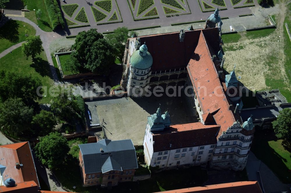 Güstrow from above - Building and Castle Park Castle Guestrow in Guestrow in the state Mecklenburg - Western Pomerania