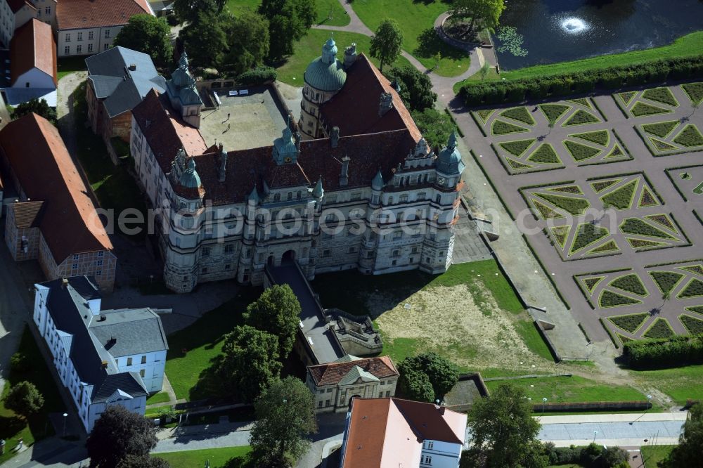 Güstrow from above - Building and Castle Park Castle Guestrow in Guestrow in the state Mecklenburg - Western Pomerania