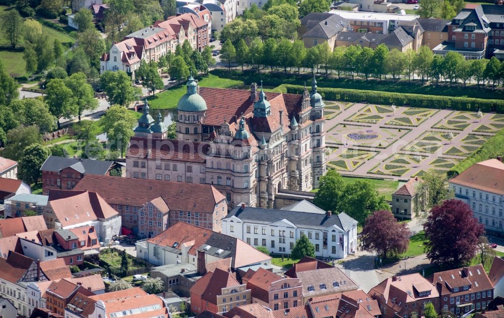 Güstrow from above - Building and Castle Park Castle Guestrow in Guestrow in the state Mecklenburg - Western Pomerania