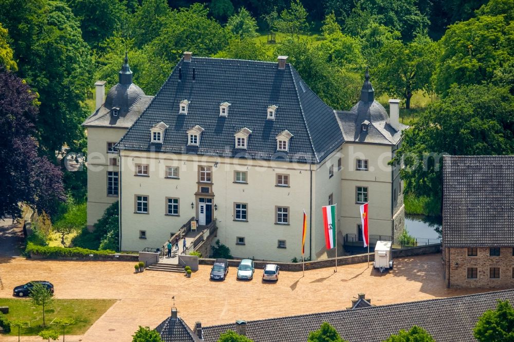 Holzwickede from above - Building and Castle Park Castle House Opherdicke in Holzwickede in the state North Rhine-Westphalia