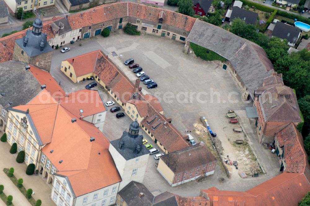 Aerial image Haldensleben - Building and Castle Park Castle Hundisburg in Haldensleben in the state Saxony-Anhalt