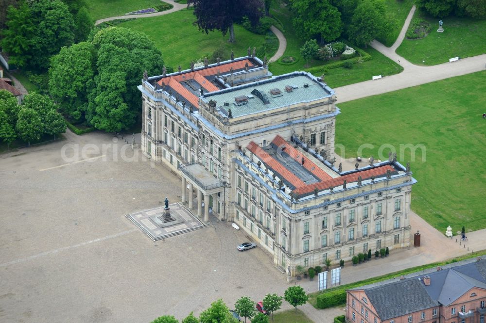 Ludwigslust from the bird's eye view: Building and Castle Park Castle Ludwigslust in the state Mecklenburg - Western Pomerania