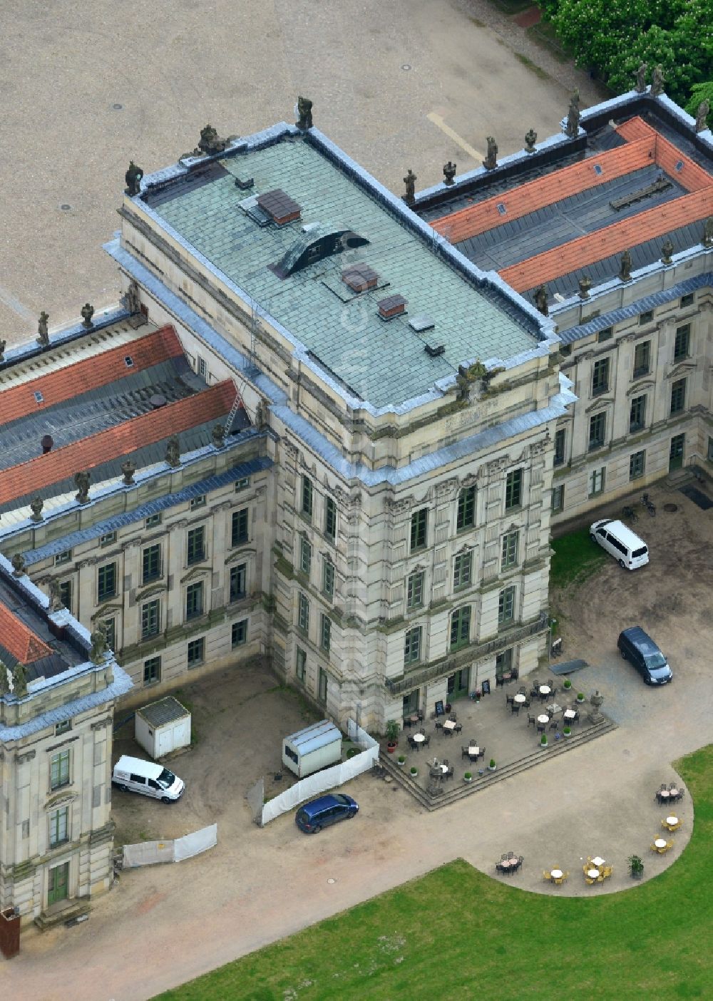 Aerial image Ludwigslust - Building and Castle Park Castle Ludwigslust in the state Mecklenburg - Western Pomerania