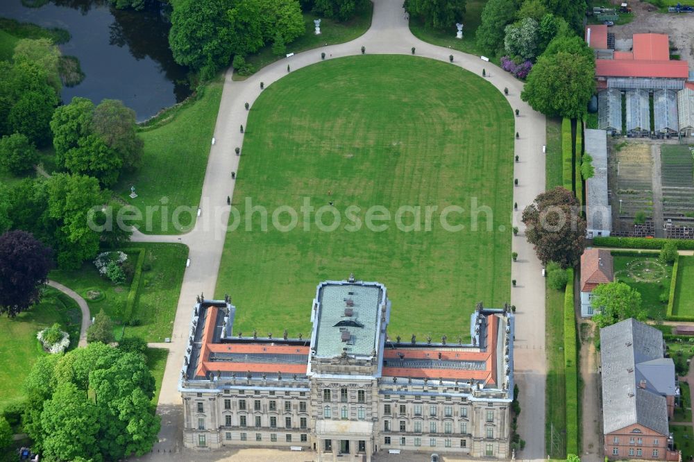 Ludwigslust from the bird's eye view: Building and Castle Park Castle Ludwigslust in the state Mecklenburg - Western Pomerania