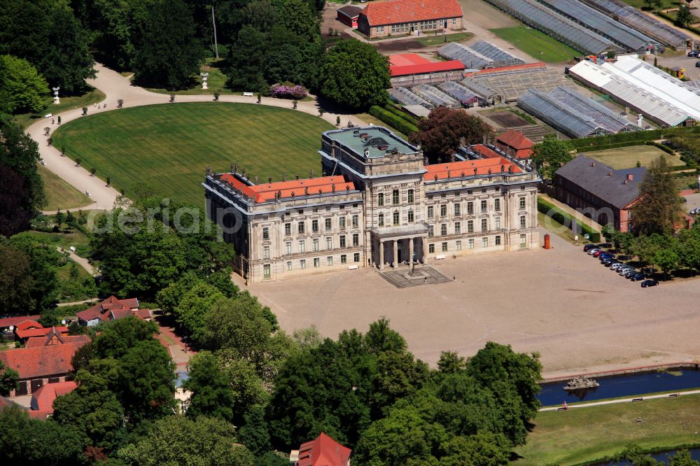 Ludwigslust from the bird's eye view: Building and Castle Park Castle Ludwigslust in the state Mecklenburg - Western Pomerania