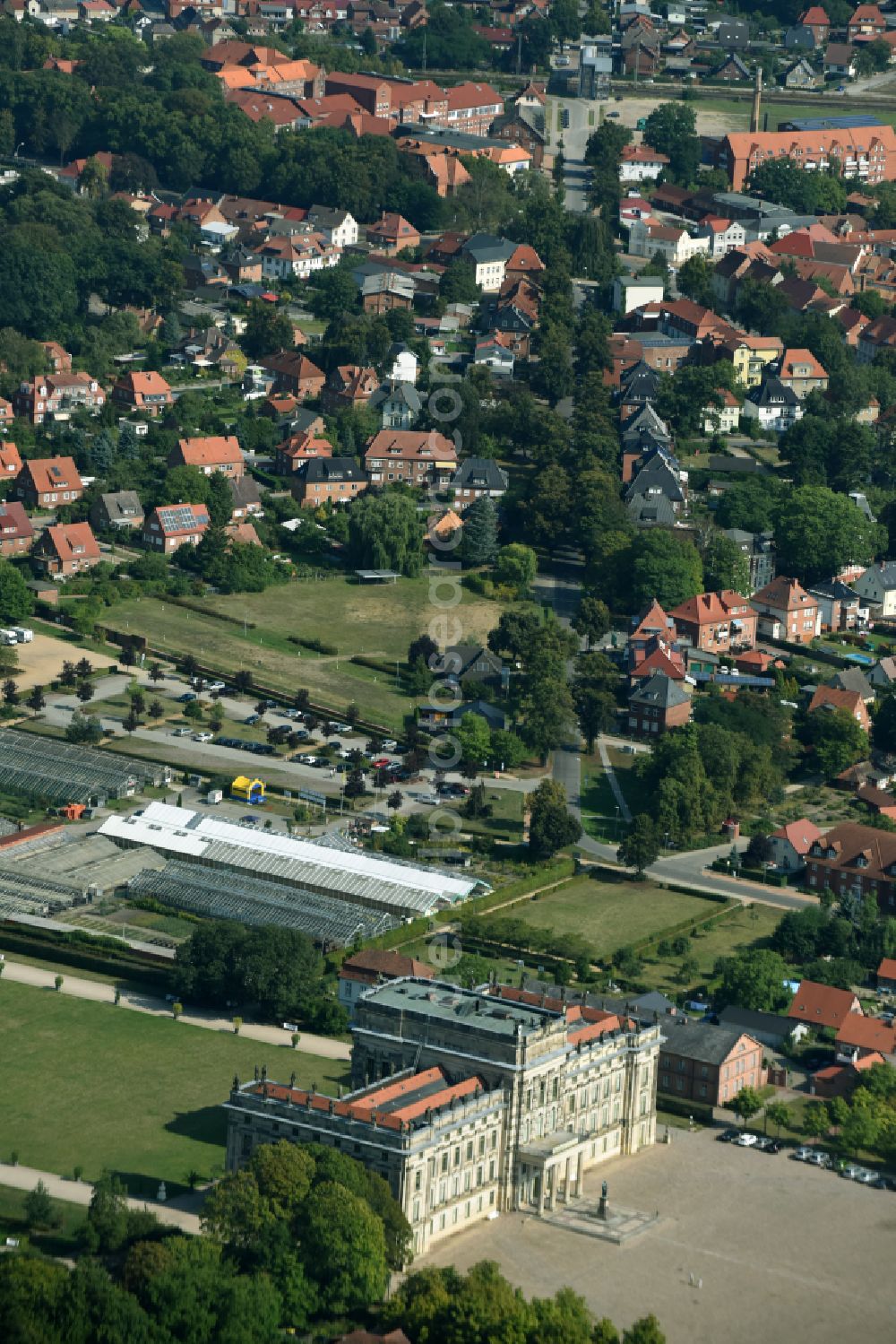 Aerial photograph Ludwigslust - Building and Castle Park Castle Ludwigslust in the state Mecklenburg - Western Pomerania