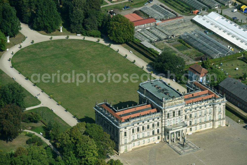 Aerial image Ludwigslust - Building and Castle Park Castle Ludwigslust in the state Mecklenburg - Western Pomerania