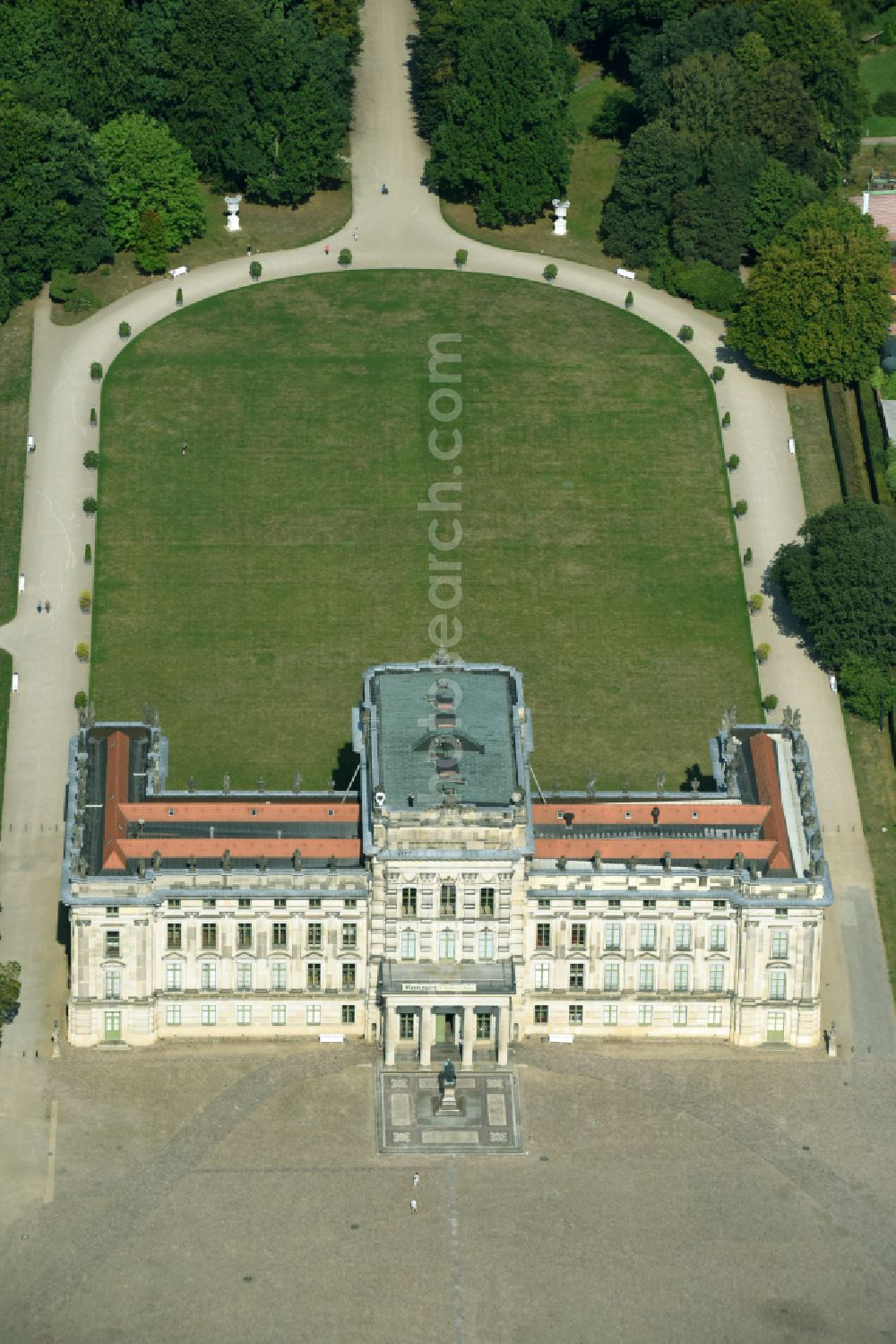 Ludwigslust from above - Building and Castle Park Castle Ludwigslust in the state Mecklenburg - Western Pomerania