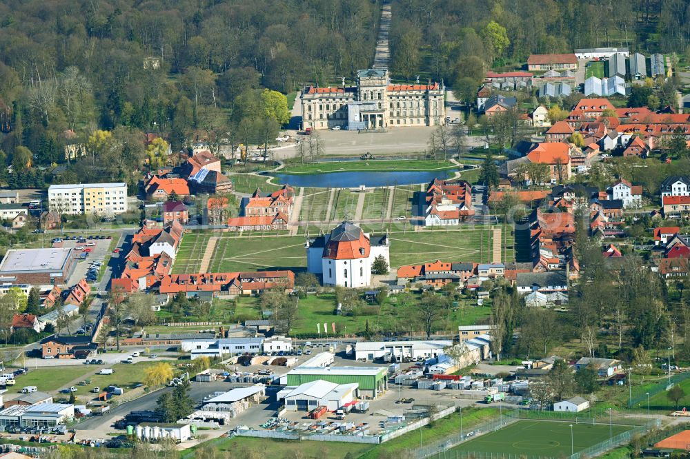 Ludwigslust from above - Building and Castle Park Castle Ludwigslust in the state Mecklenburg - Western Pomerania