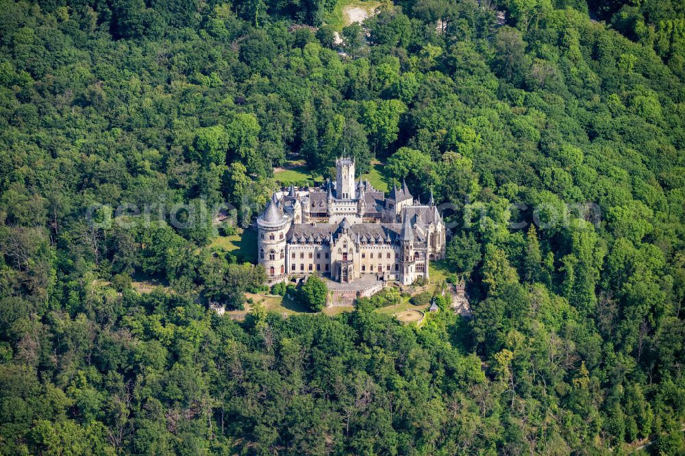 Pattensen from the bird's eye view: Building and Castle Park Castle Marienburg in Pattensen in the state Lower Saxony