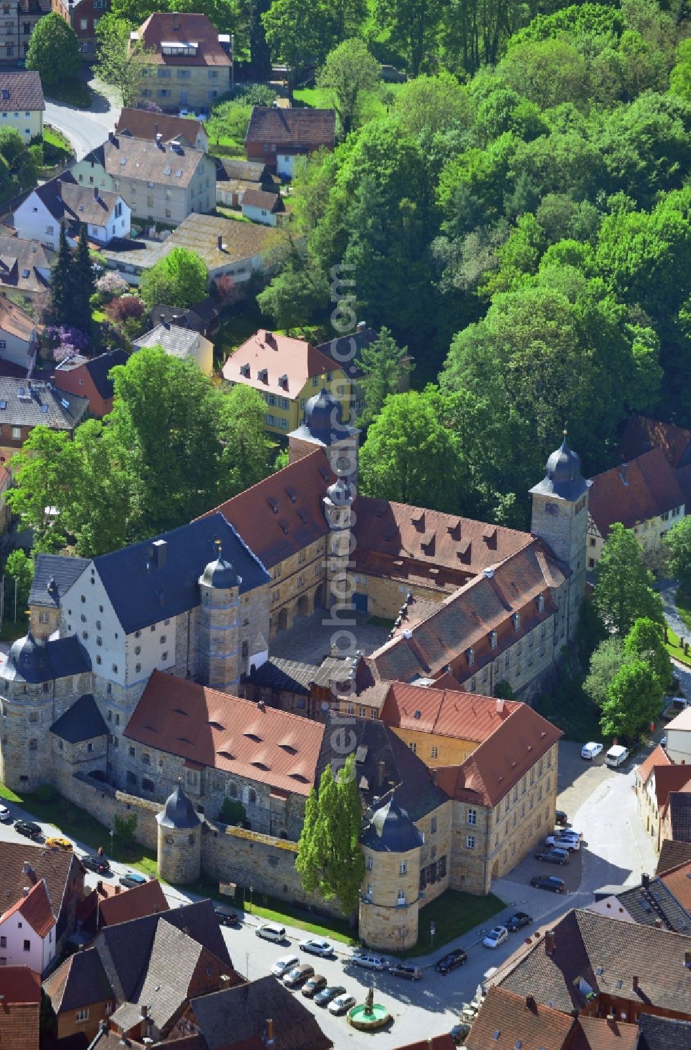 Thurnau from above - Building and Castle Park Castle Thurnau in the state Bavaria