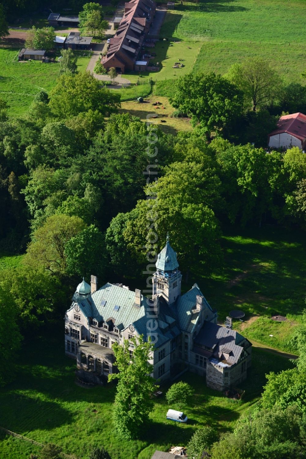 Aerial image Grabau - Buildings and parks of the castle- like Villa Grabau in Schleswig-Holstein