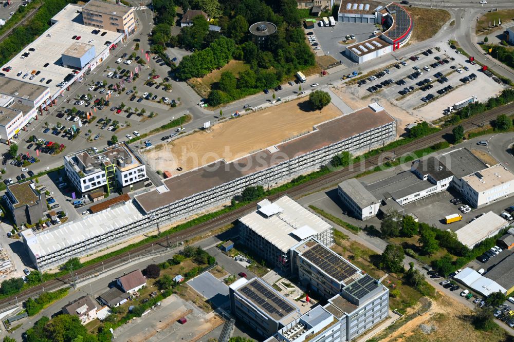 Bretten from the bird's eye view: Parking deck on the building of the car park on Carl-Benz-Strasse in Bretten in the state Baden-Wuerttemberg, Germany