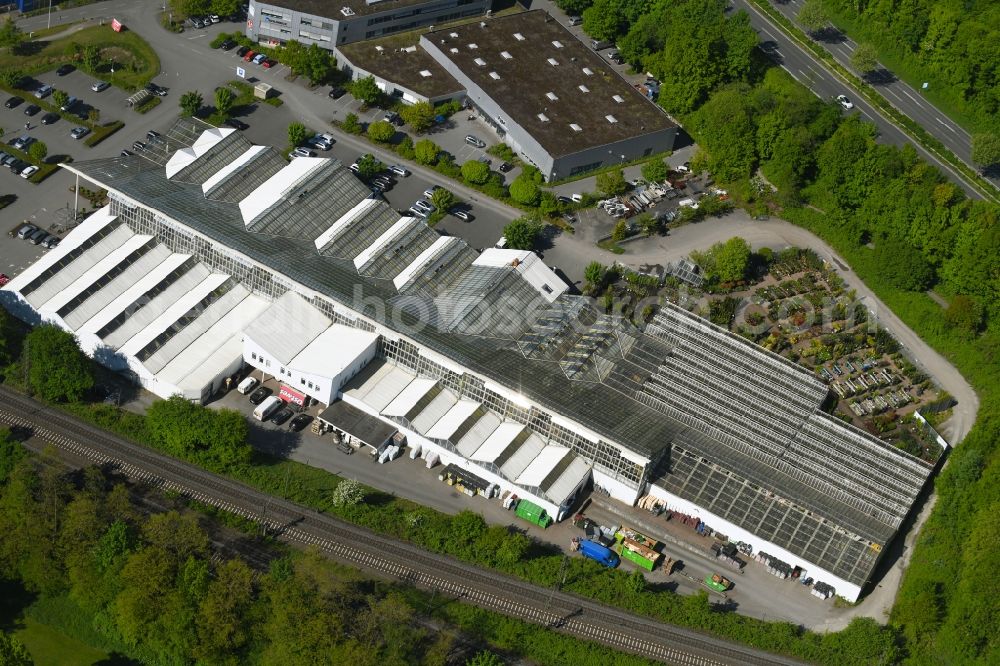 Aerial image Bielefeld - Building of Store plant market Gartencenter Muehlenweg in the district Brackwede in Bielefeld in the state North Rhine-Westphalia, Germany