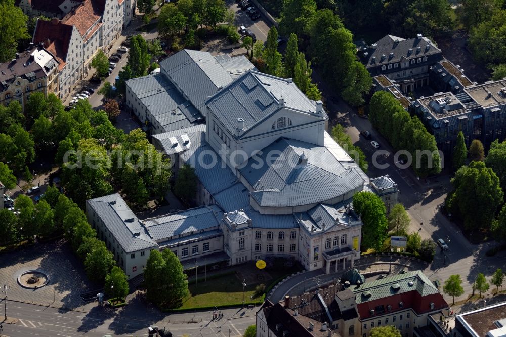 Aerial image München - Building of the Prinzregententheater on Prinzregentenplatz in the district of Bogenhausen in Munich in the state Bavaria, Germany