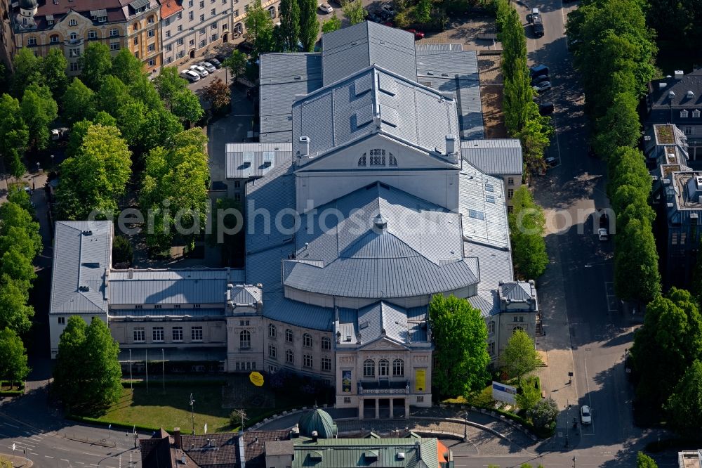 München from above - Building of the Prinzregententheater on Prinzregentenplatz in the district of Bogenhausen in Munich in the state Bavaria, Germany