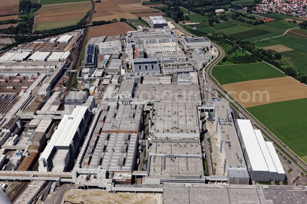 Ingolstadt from above - Building and production halls on the premises of Audi in Ingolstadt in the state Bavaria