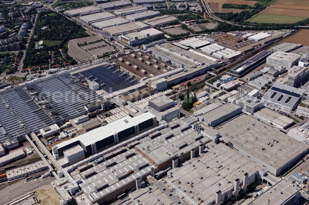 Ingolstadt from the bird's eye view: Building and production halls on the premises of Audi in Ingolstadt in the state Bavaria