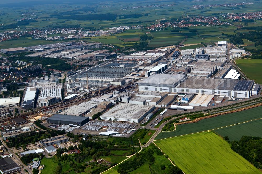 Aerial image Ingolstadt - Building and production halls on the premises of Audi in Ingolstadt in the state Bavaria